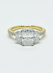 Jovielle 1.5ct Radiant Lab Diamond Three Stone Ring in 14K Yellow Gold by Fiona Diamonds