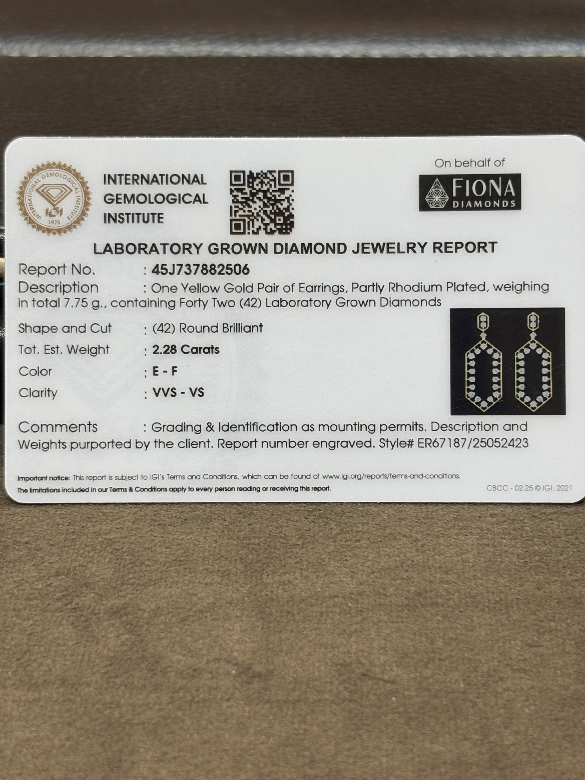 Top view of Oressa Field Round Lab Diamond Dangler Earrings in 18K Yellow Gold - Fiona Diamonds