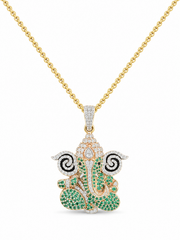 Emerald Vakratunda Lab Diamond Pendant