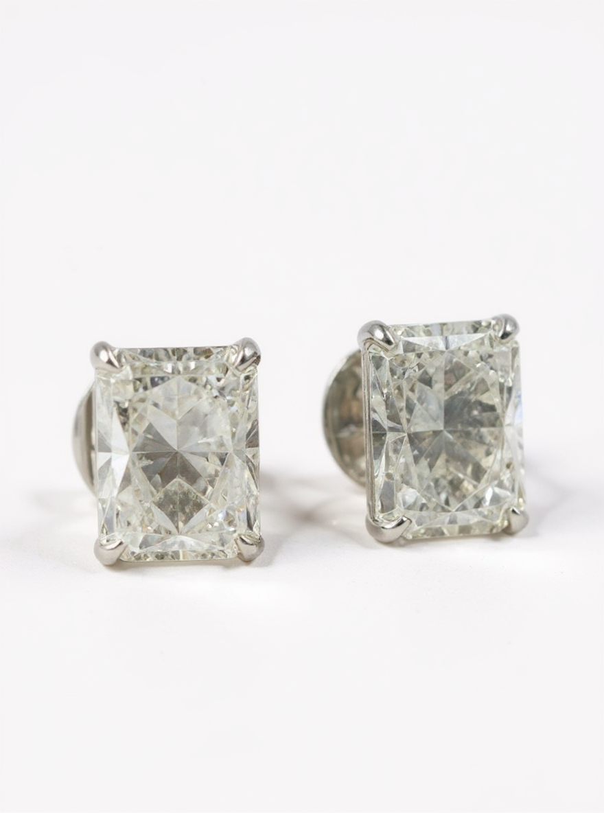3ct Radiant Radiant Lab Diamond Classic Solitaire Stud Earrings in 14K White Gold by Fiona Diamonds