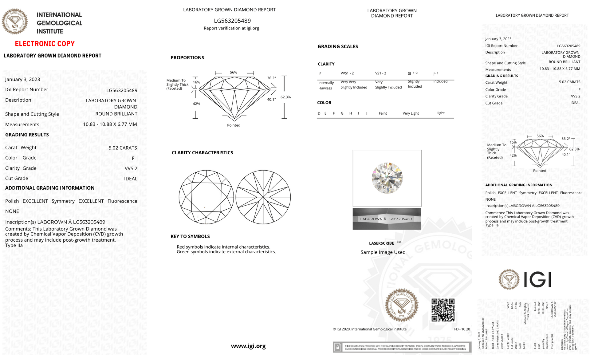 Round 5ct F-VVS2 loose Lab Grown Diamond Solitaire - Fiona Diamonds - Fiona Diamonds