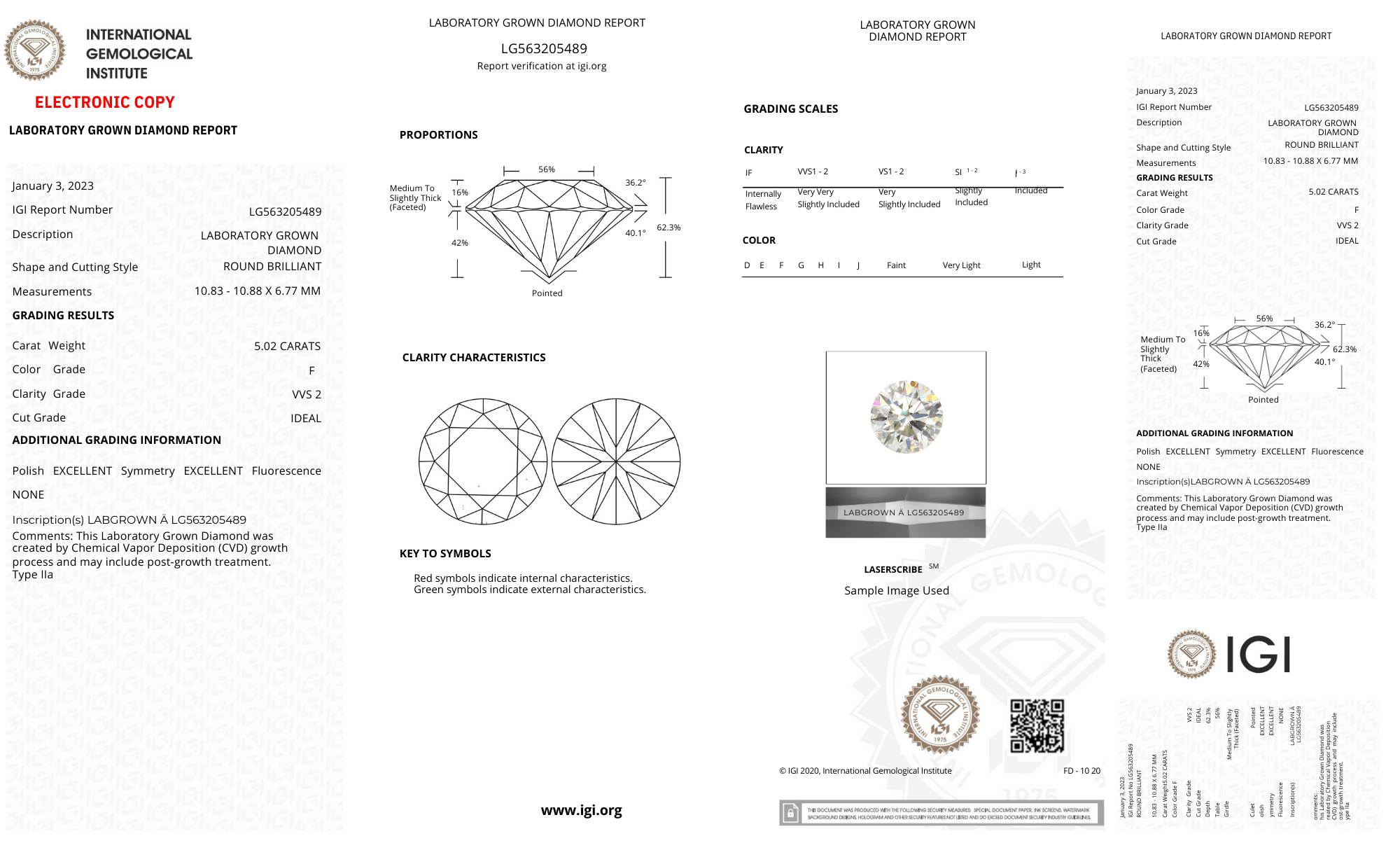 Round 5ct F-VVS2 loose Lab Grown Diamond Solitaire - Fiona Diamonds - Fiona Diamonds