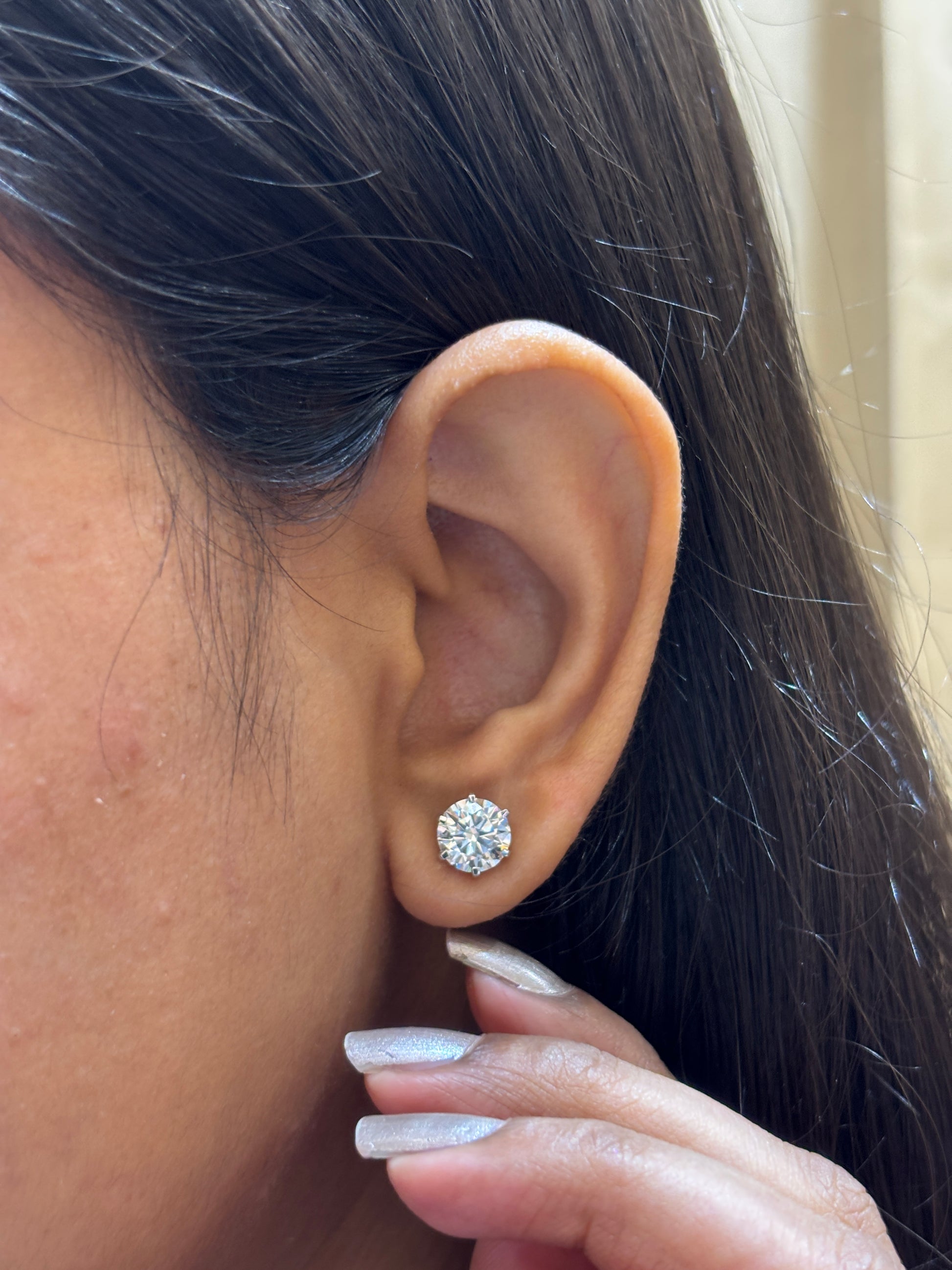 2ct Round Elarin Glance Lab Diamond Earring - Fiona Diamonds - Fiona Diamonds