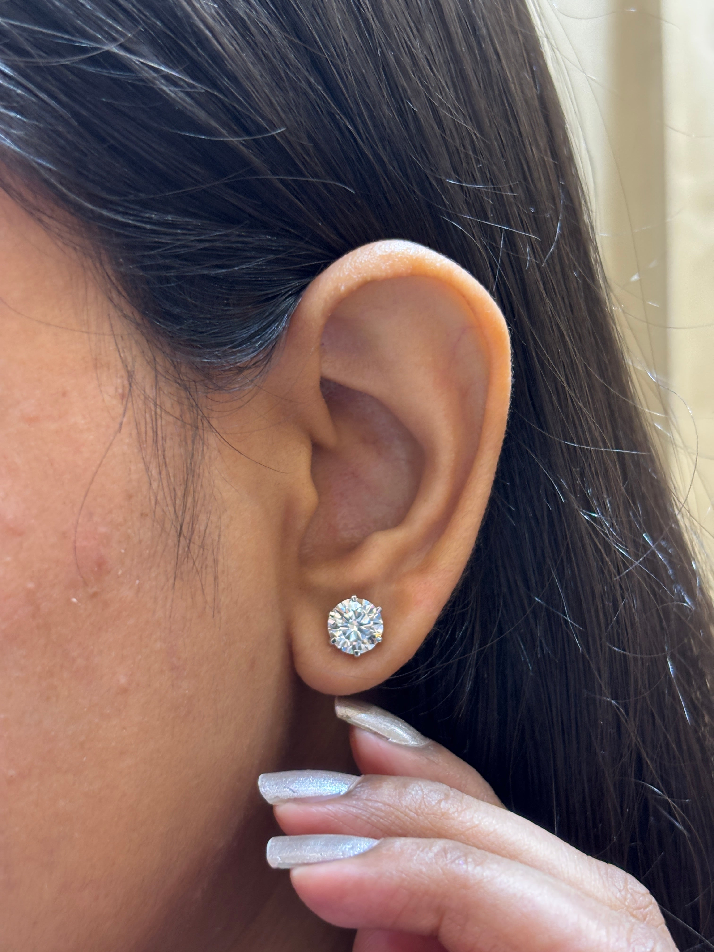 2ct Round Elarin Glance Lab Diamond Earring - Fiona Diamonds - Fiona Diamonds