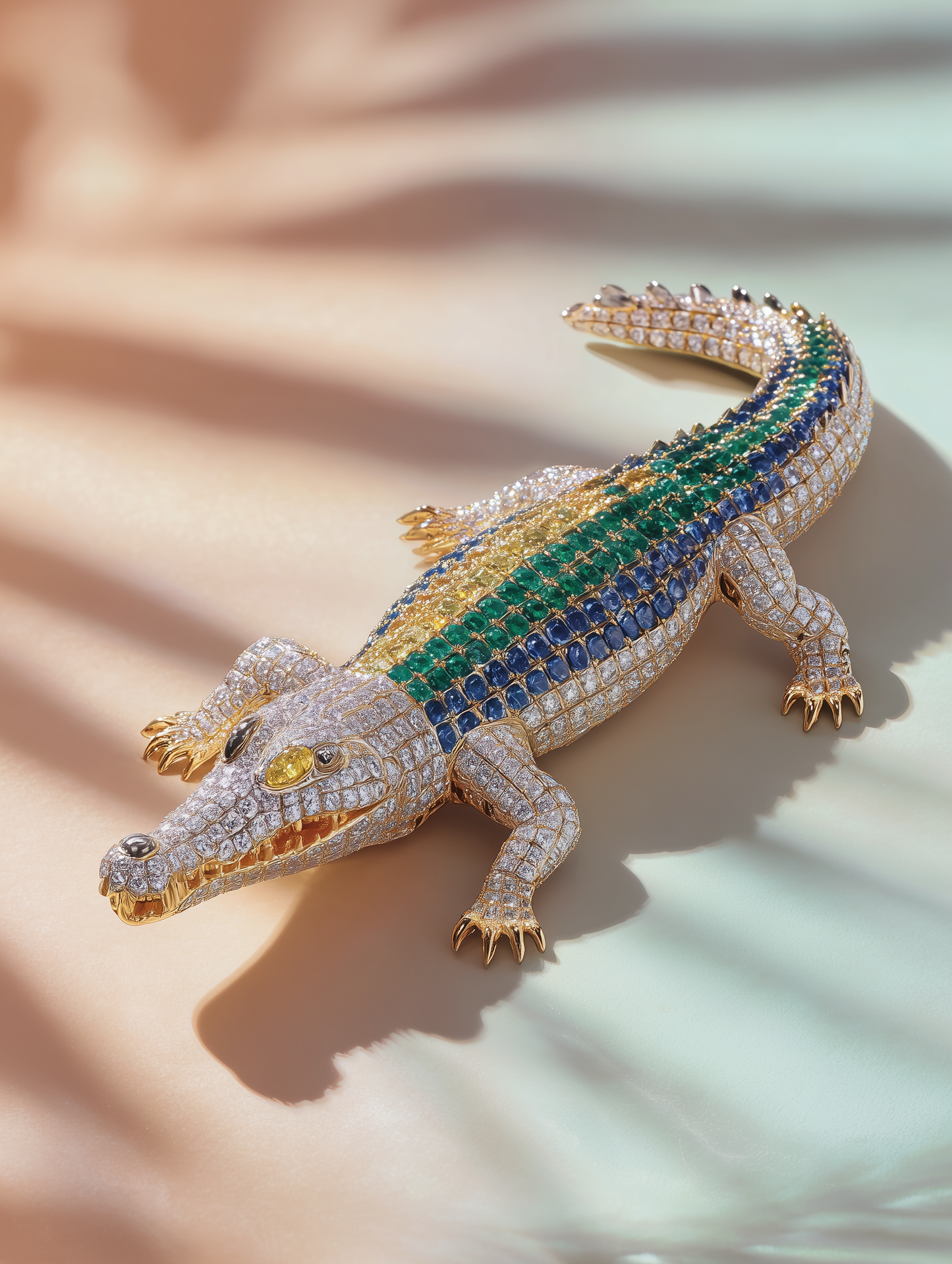 Imperial Crocodile Lab Diamond Brooch - Fiona Diamonds - Fiona Diamonds