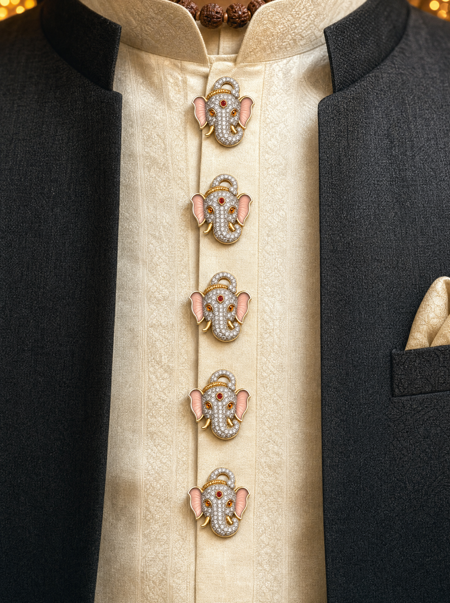 Buy Ganesha Royale Lab Diamond Buttons | Fiona Diamonds