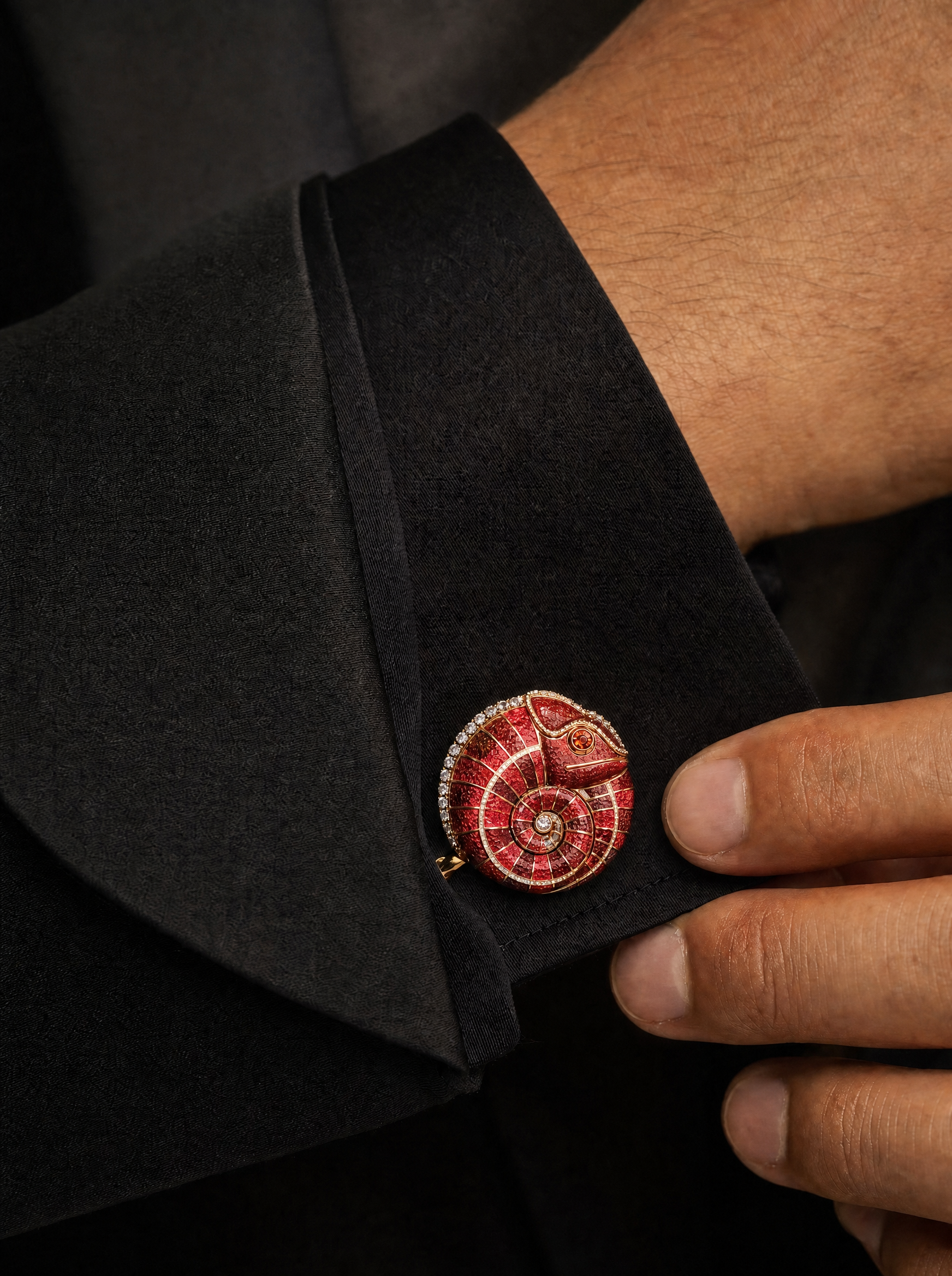 Buy Mosaic Chameleon Lab Diamond Cufflink | Fiona Diamonds