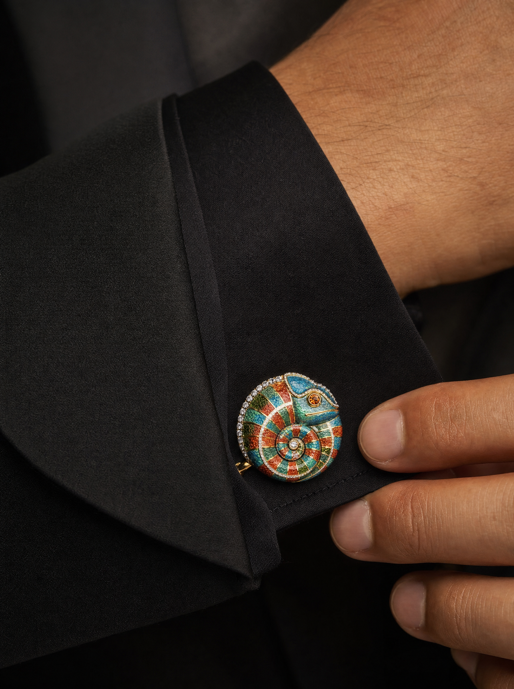 Buy Chameleon Lab Diamond Cufflink | Fiona Diamonds
