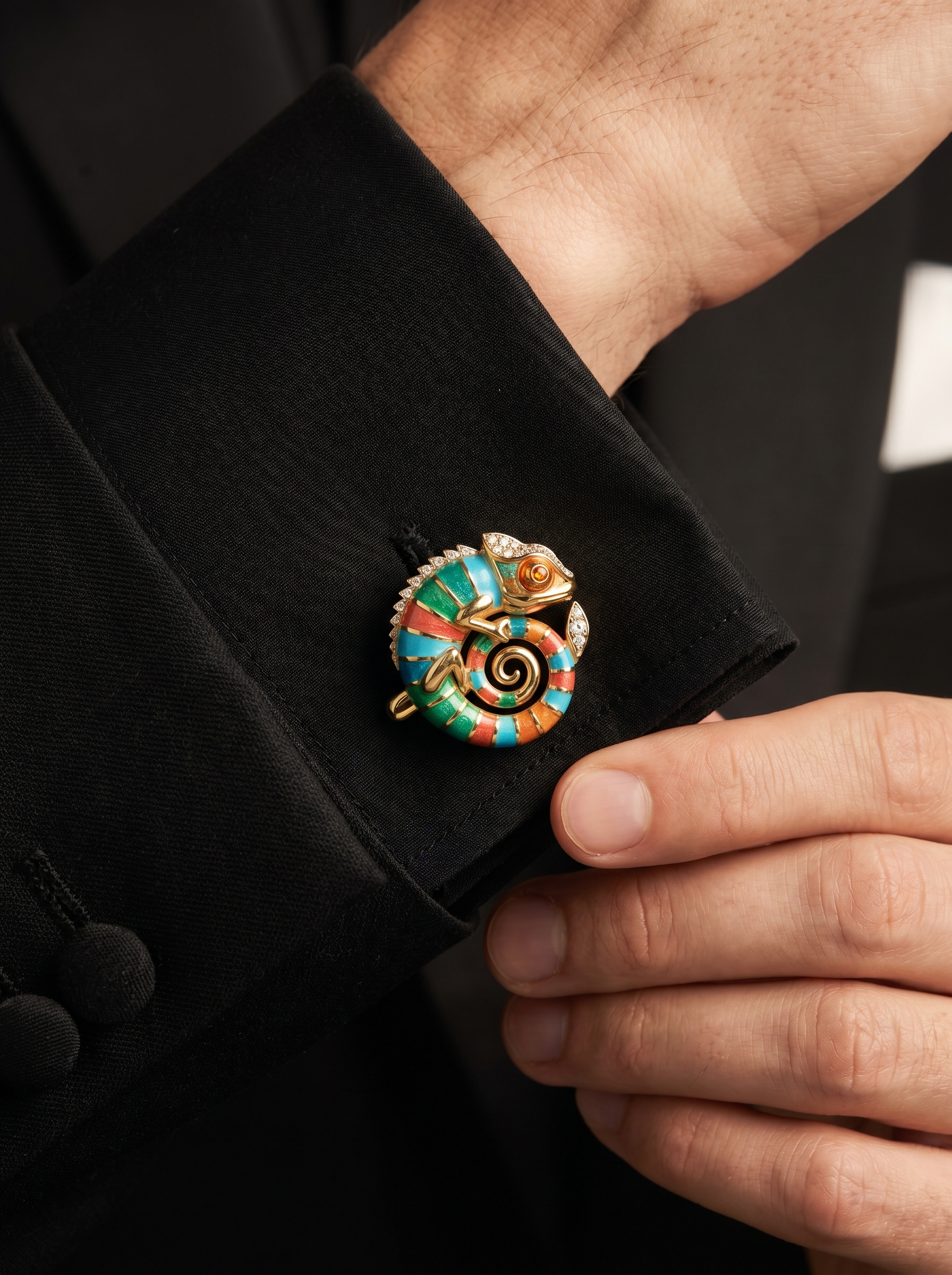 Buy Crimson Chameleon Lab Diamond Cufflink | Fiona Diamonds