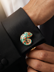 Buy Spiral Chameleon Lab Diamond Cufflink | Fiona Diamonds