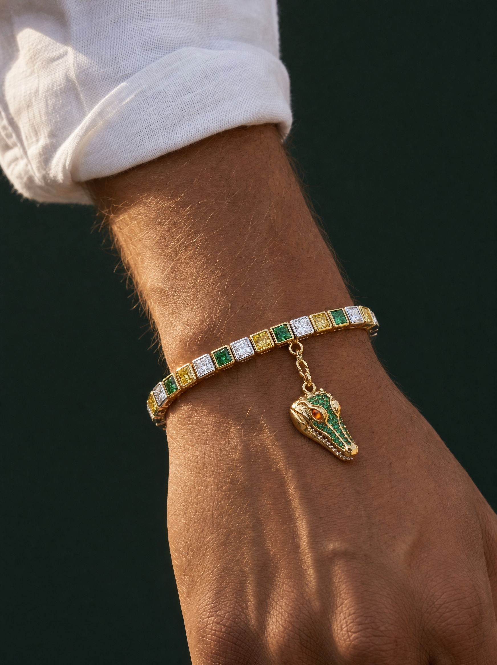 Crocodile Crest Lab Diamond Charm Bracelet