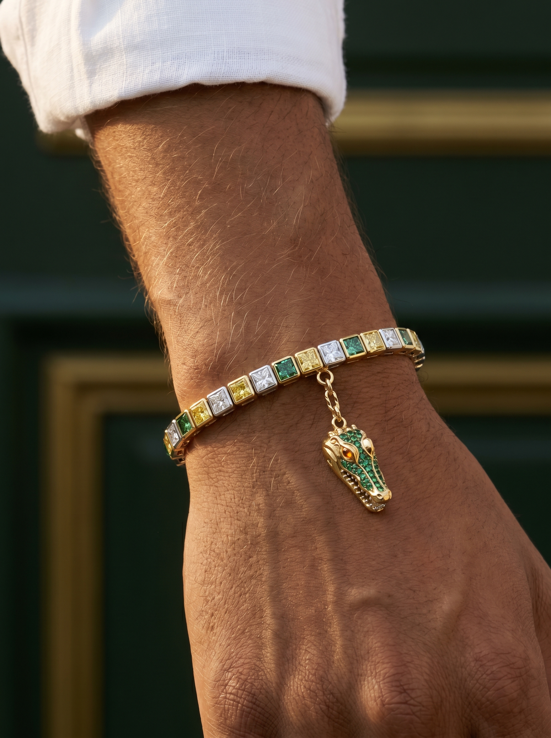 Verdant Croc Lab Diamond Charm Bracelet