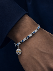 Midnight Azure Owl Lab Diamond Charm Bracelet