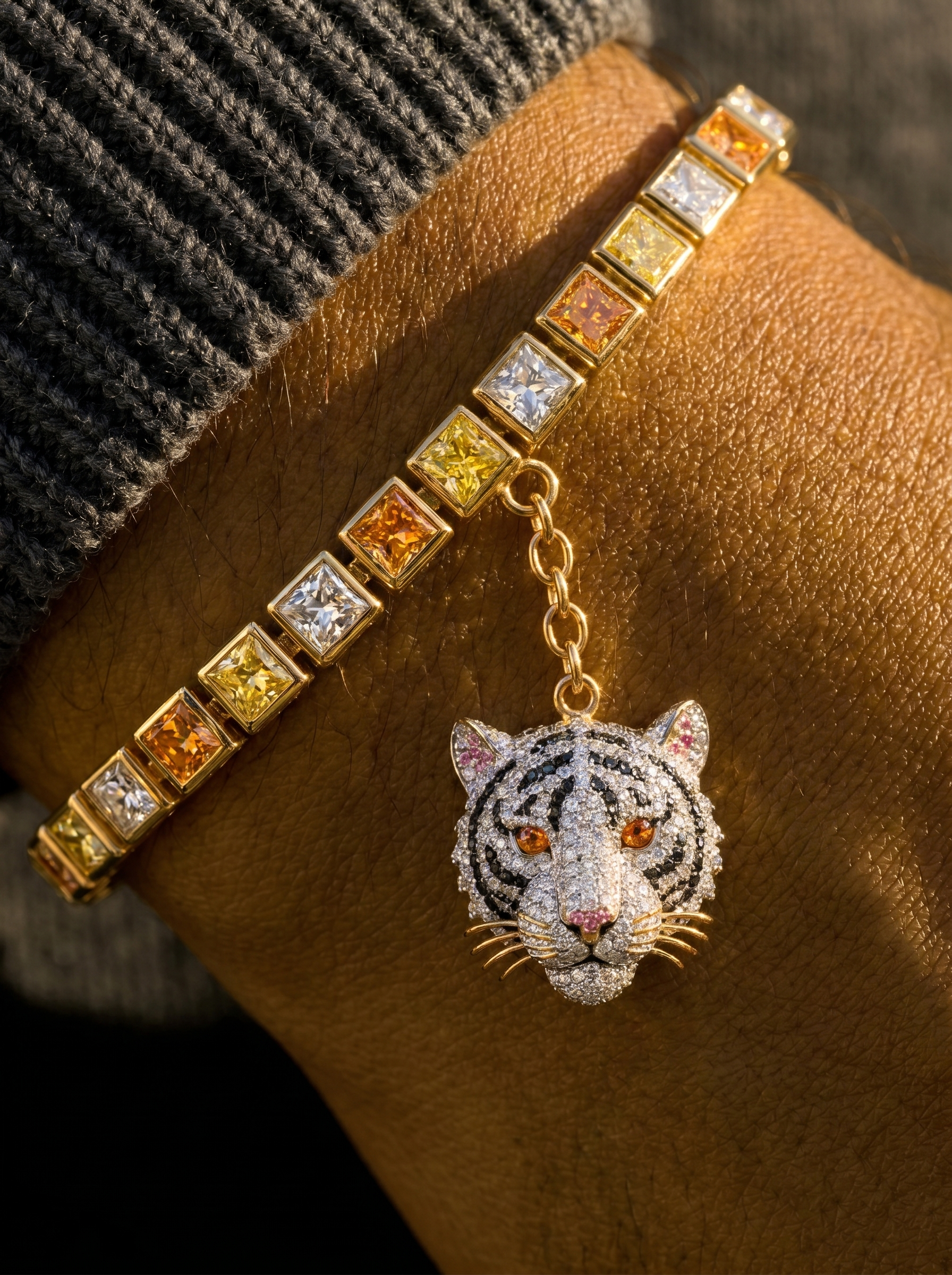 Amber Rajah Lab Diamond Charm Bracelet