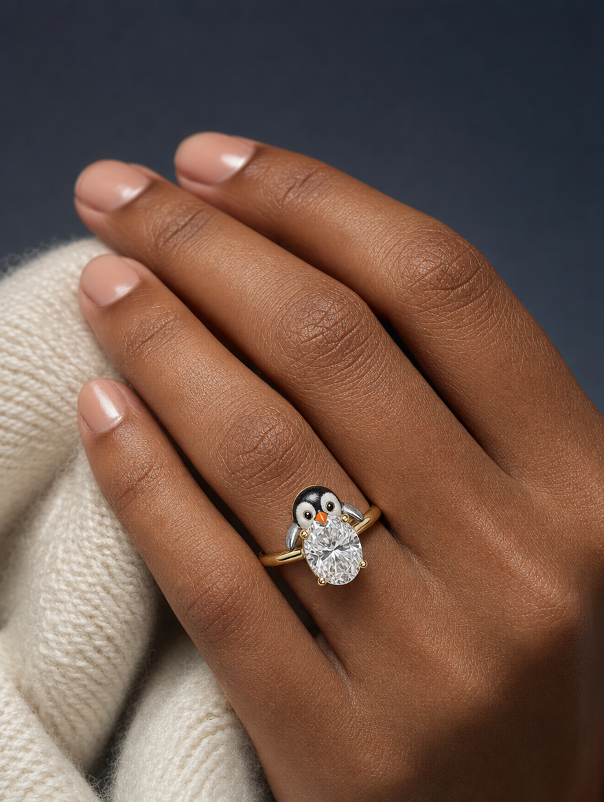 Penguin Hug Lab Diamond Ring