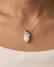 Penguin Snuggle Lab Diamond Pendant