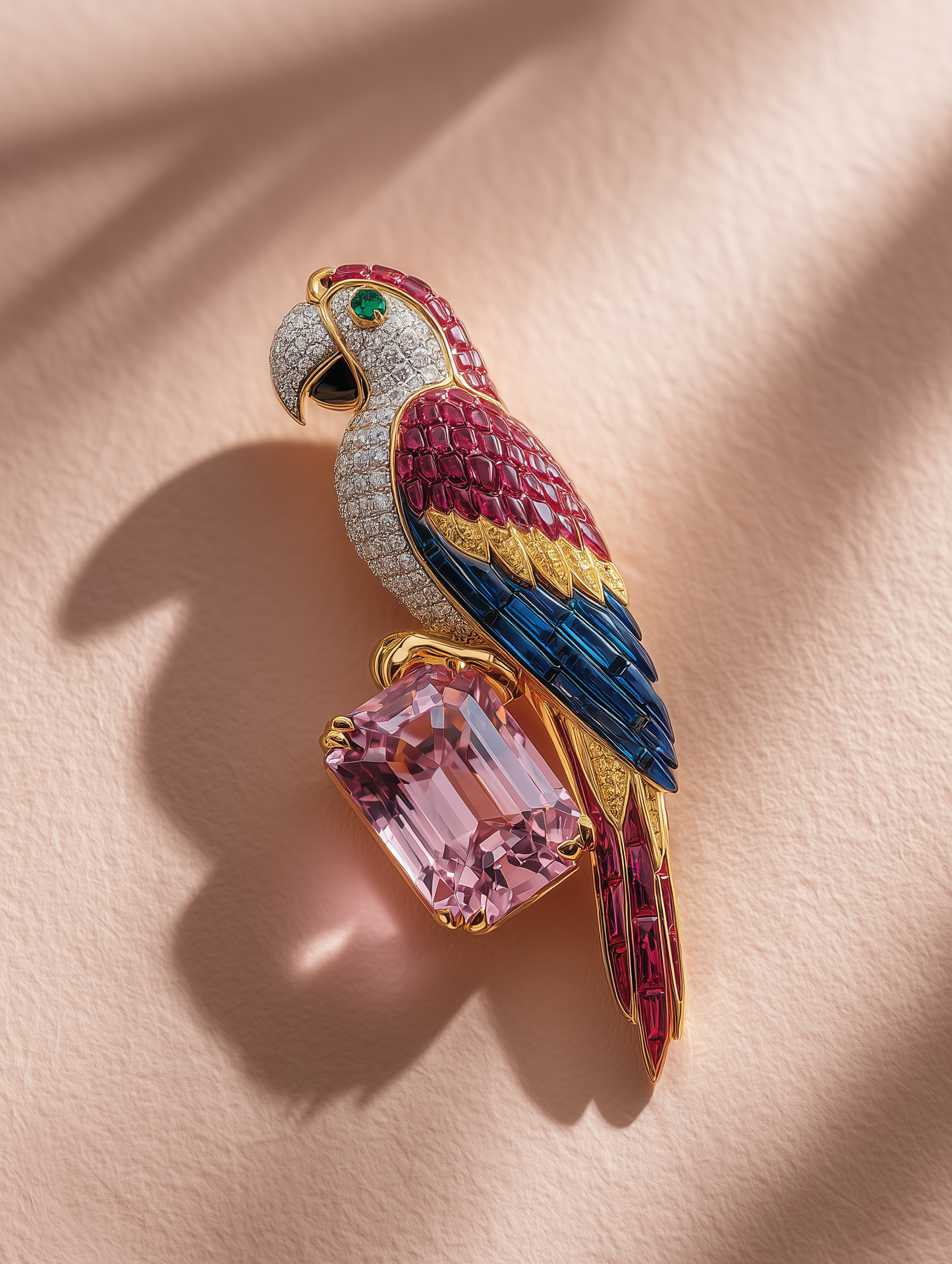 Pink Radiance Parrot Lab Diamond Brooch - Fiona Diamonds - Fiona Diamonds