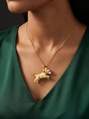 Golden Fetch Lab Diamond Pendant