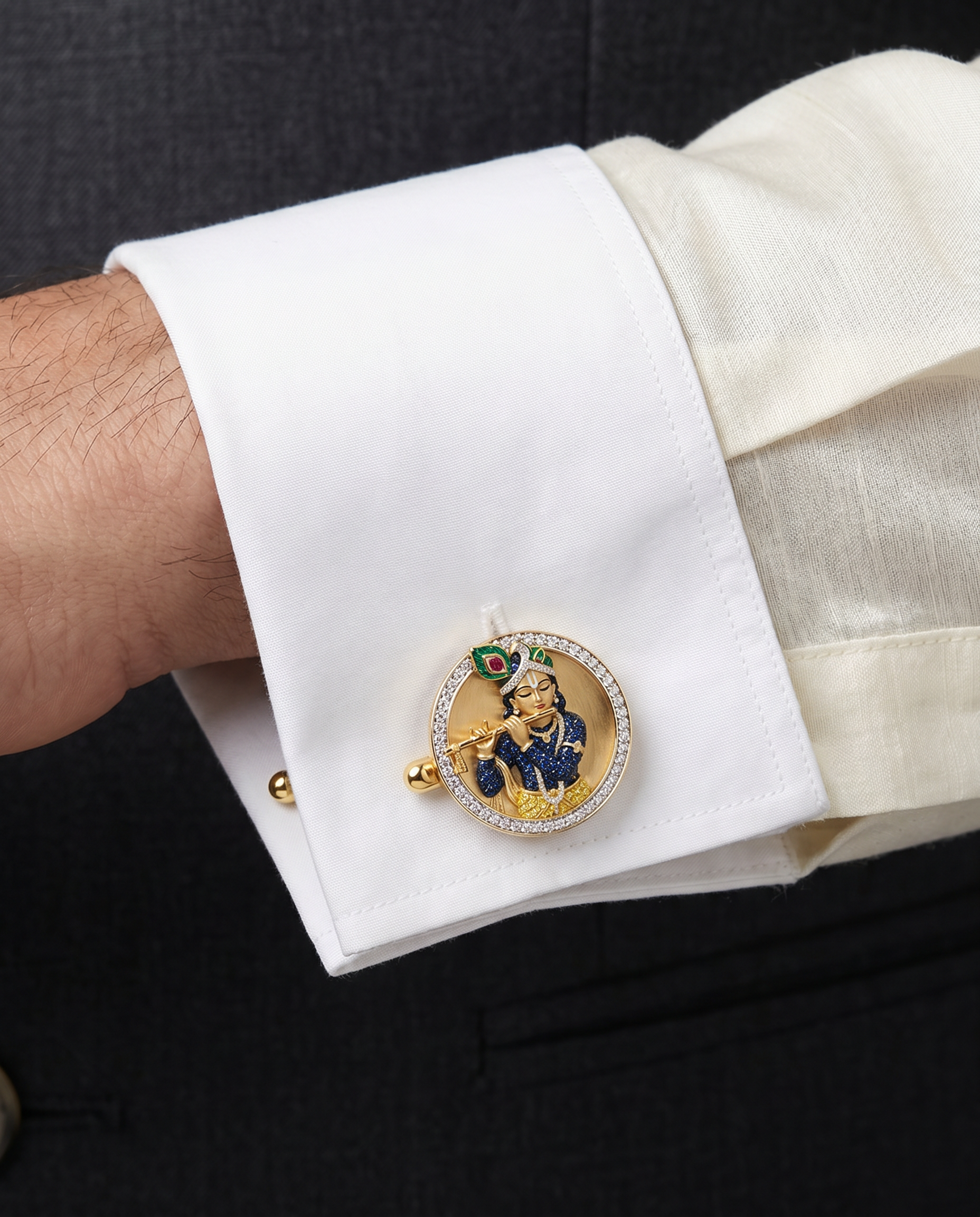 Buy Shyam Krishna Lab Diamond Cufflink | Fiona Diamonds