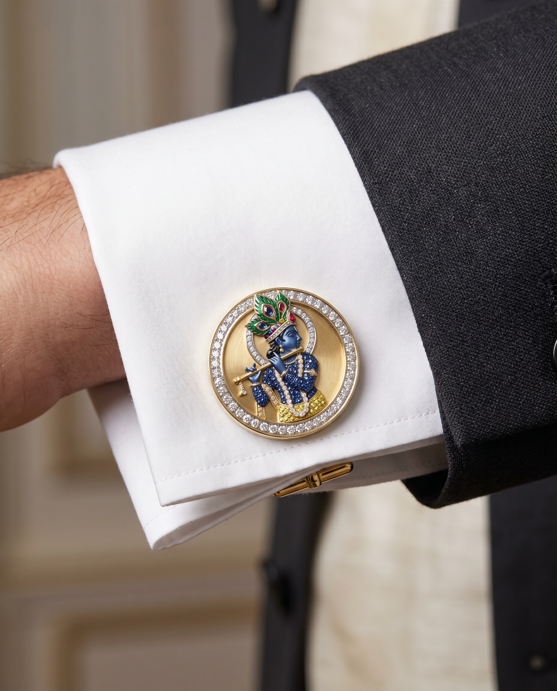 Buy Bal Krishna Lab Diamond Cufflink | Fiona Diamonds