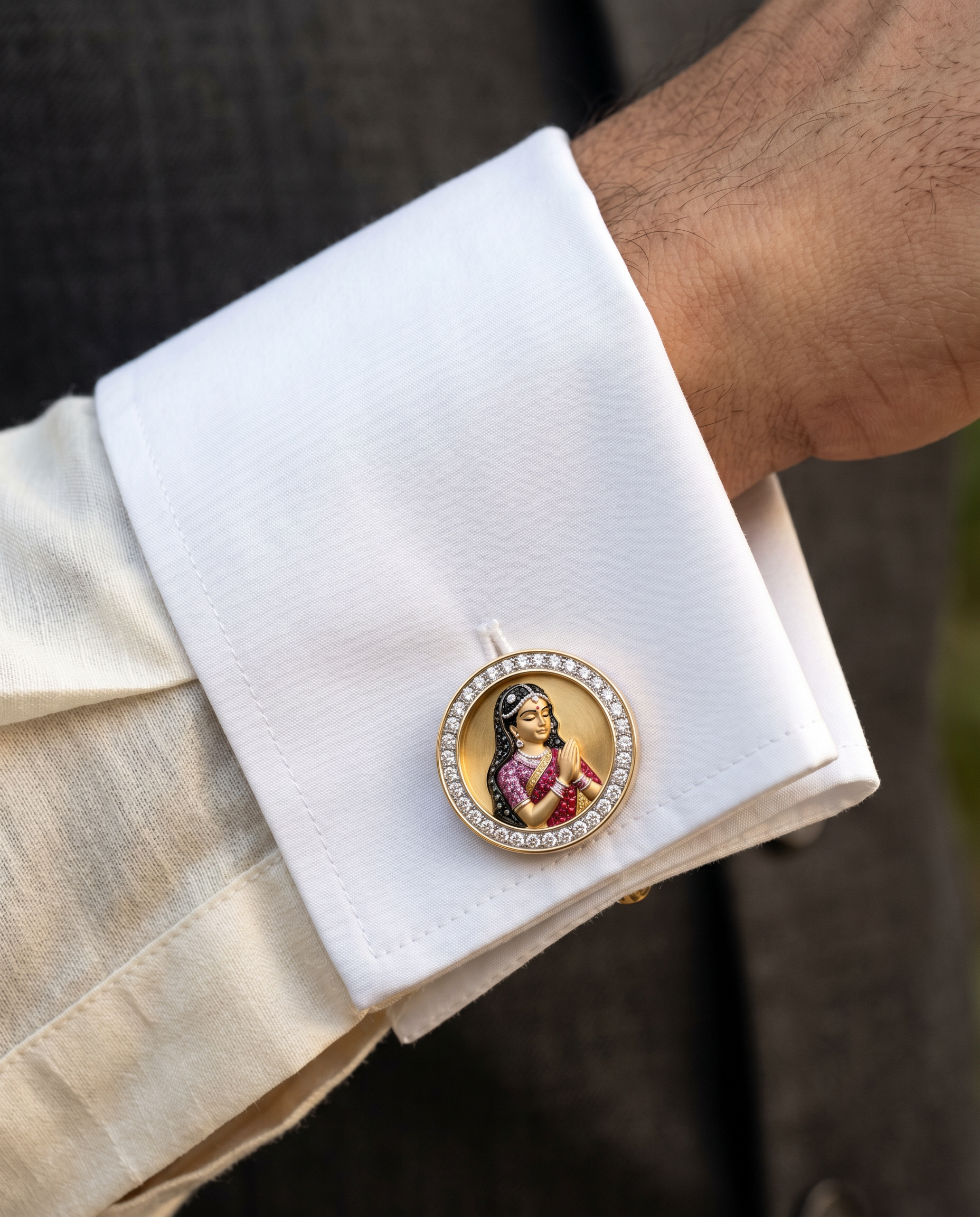 Buy Radha Namaste Lab Diamond Cufflink | Fiona Diamonds