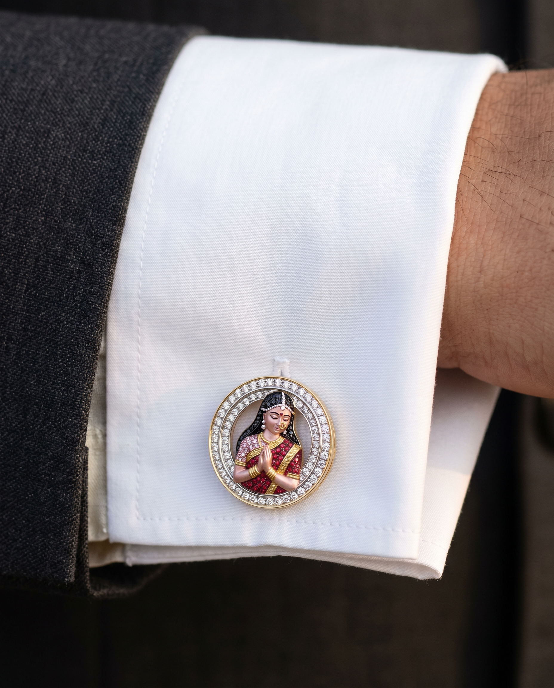 Buy Radha Prayer Lab Diamond Cufflink | Fiona Diamonds