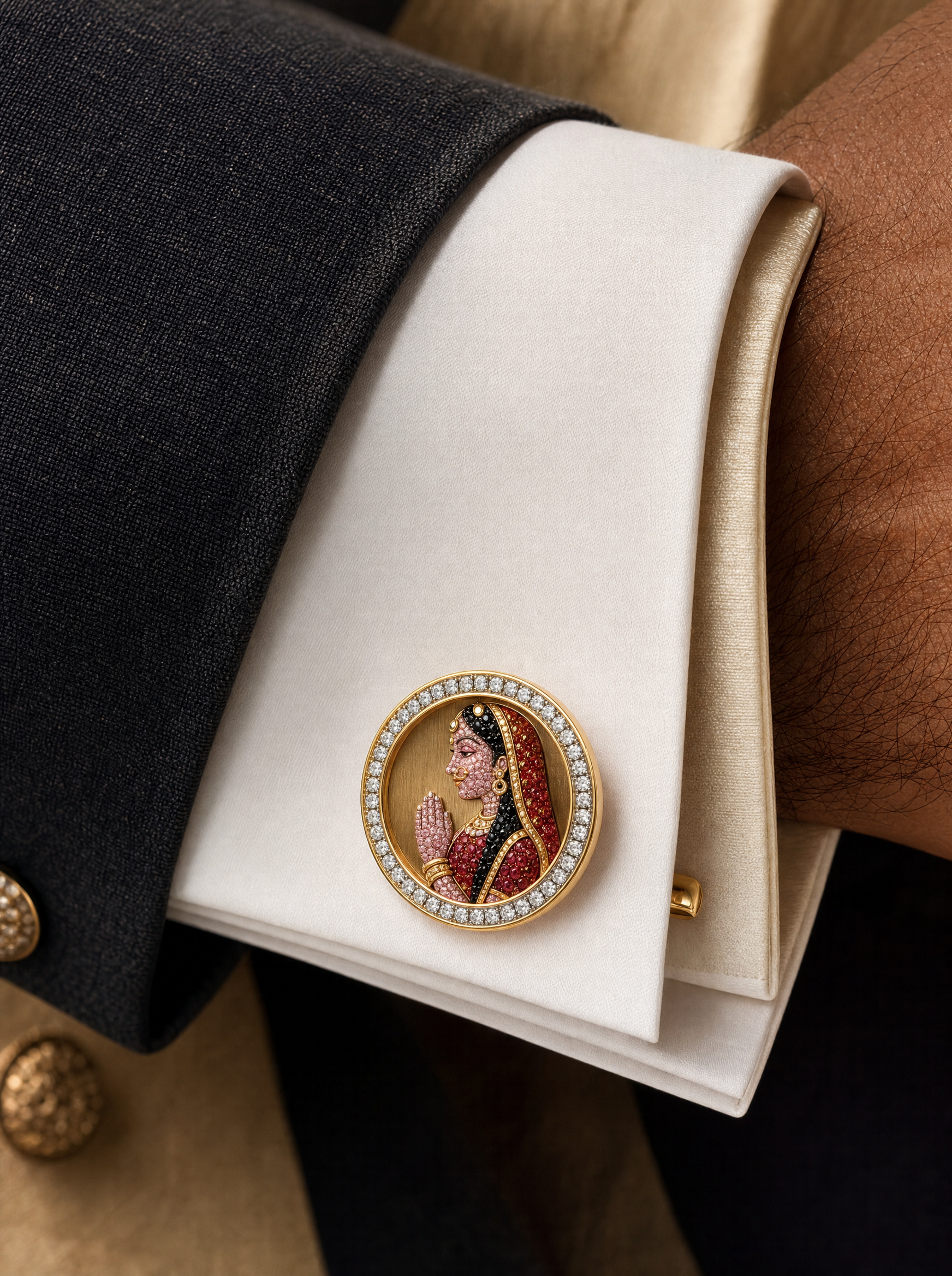 Buy Radha Bhakti Lab Diamond Cufflink | Fiona Diamonds