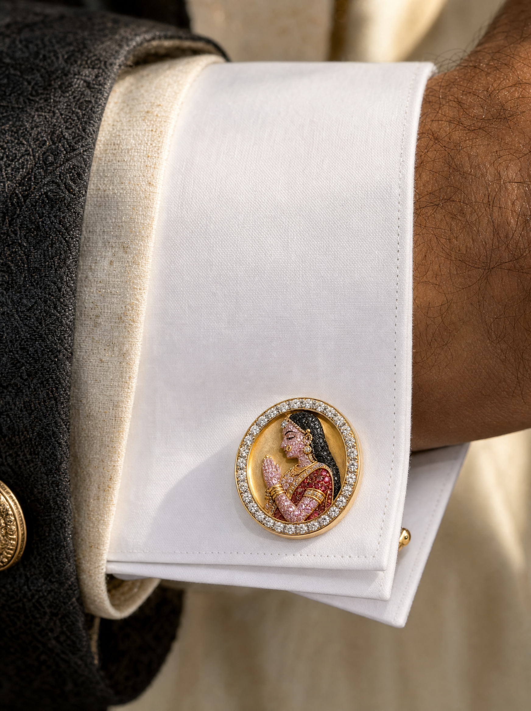 Buy Radha Devotion Lab Diamond Cufflink | Fiona Diamonds