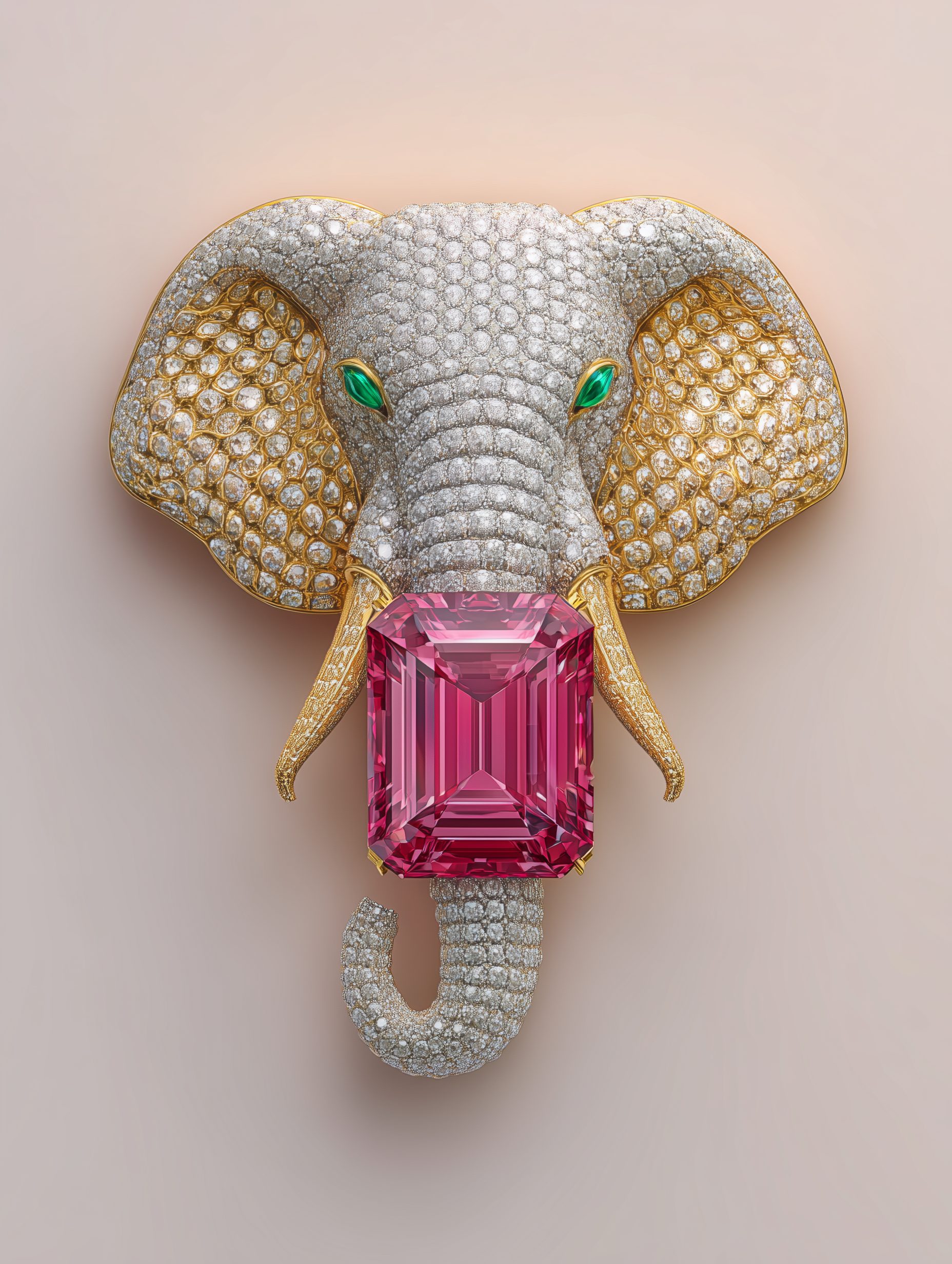 Regal Elephant Lab Diamond Brooch - Fiona Diamonds - Fiona Diamonds