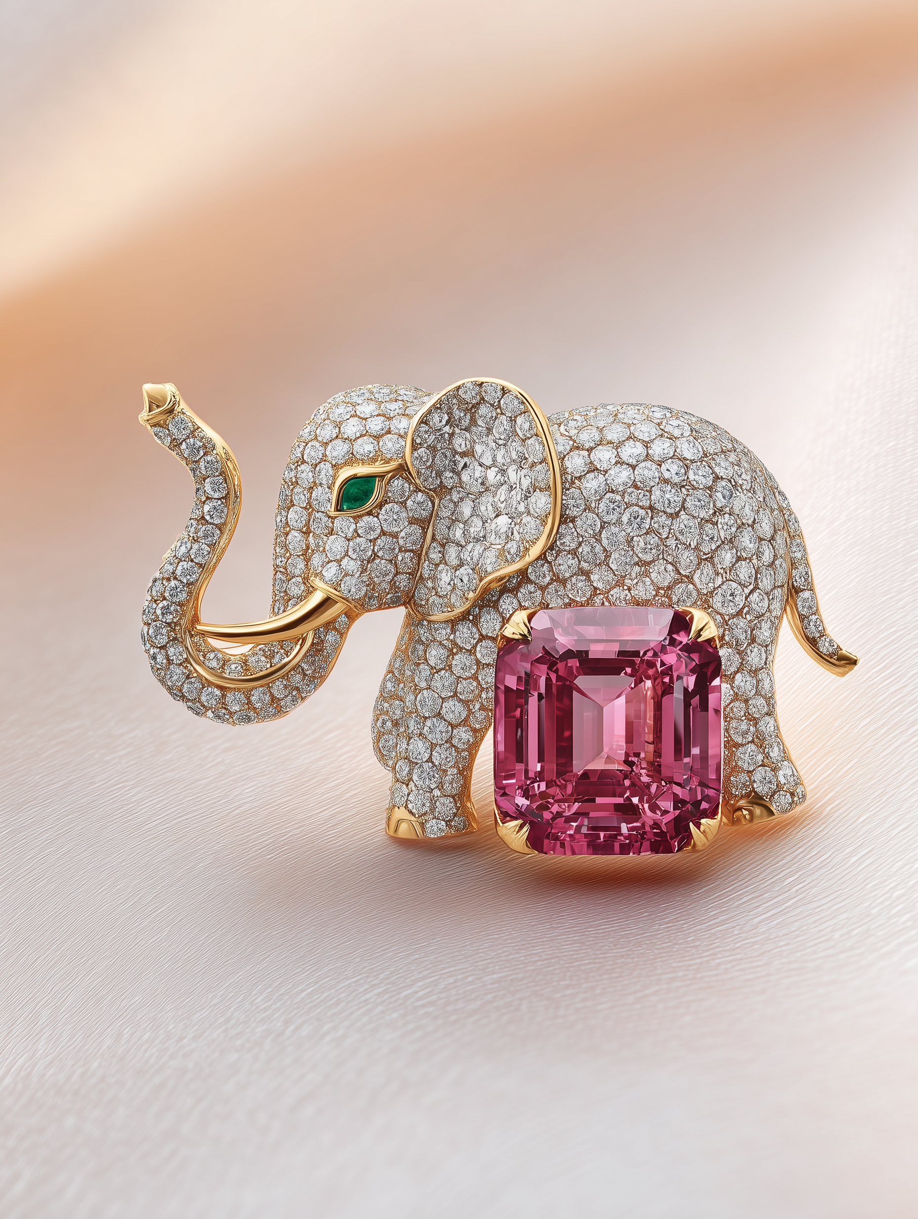 Royal Tusker Lab Diamond Brooch - Fiona Diamonds - Fiona Diamonds