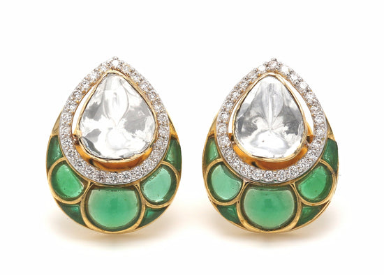 Dhriti Polki Lab Diamond Earrings - Fiona Diamonds - Fiona Diamonds