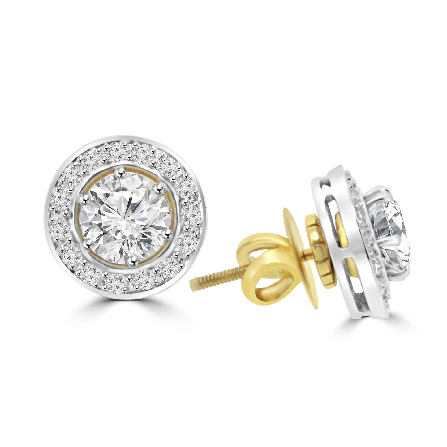 Load image into Gallery viewer, Lumicor 0.75 Pointer Round Halo Lab Diamond Earring
