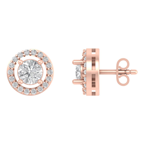 Load image into Gallery viewer, Vespertine 0.50 Pointer Round Halo Lab Diamond Earring
