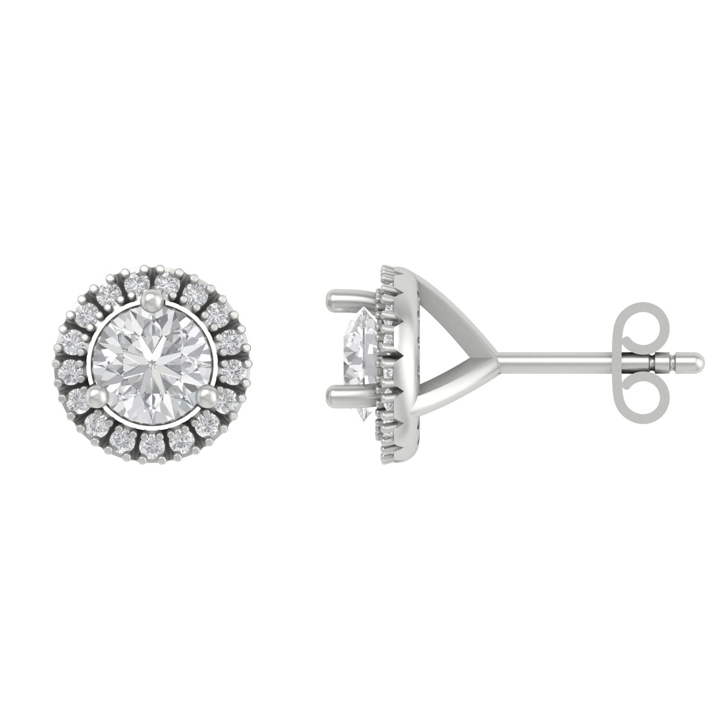 9ct White Gold Diamond Halo Stud Earrings | Angus & Coote