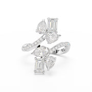 Emerald & Pear Lab Diamond Designer Ring in 14K Rose Gold by Fiona Diamonds