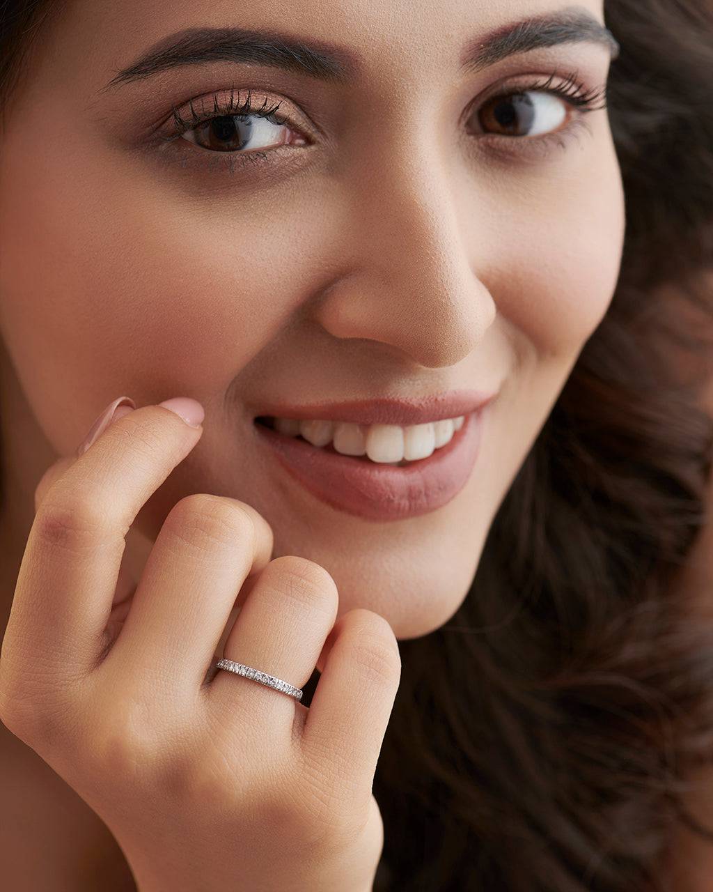 Round Lab Diamond Eternity Ring in 18K White Gold - Emmeline by Fiona Diamonds