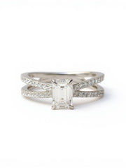 81 Pointer Round Lab Diamond Side Stone Solitaire Ring in 18K White Gold by Fiona Diamonds