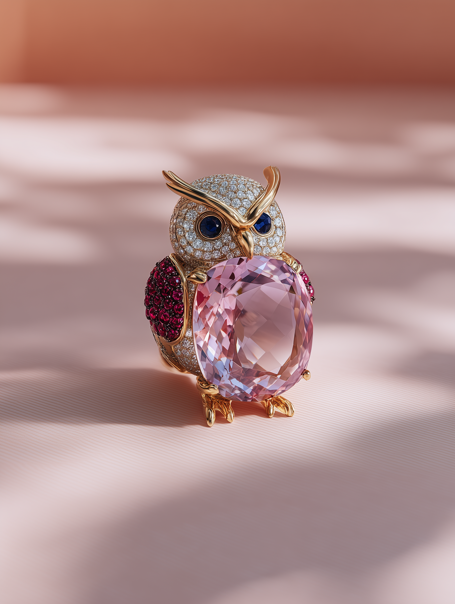 Sovereign Owl Lab Diamond Brooch - Fiona Diamonds - Fiona Diamonds