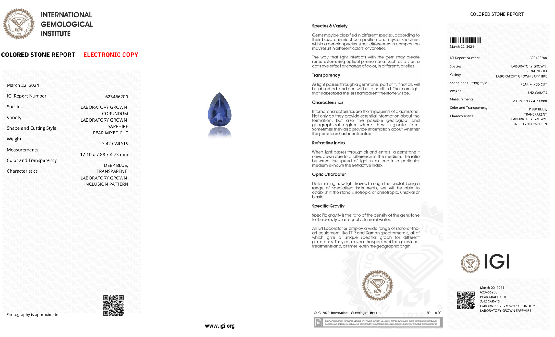 Lab Grown Light blue sapphire Pear Shape 3.42ct | Exquisite Gemstones - Fiona Diamonds - Fiona Diamonds