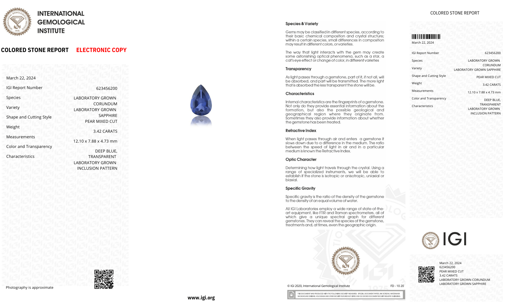 Lab Grown Light blue sapphire Pear Shape 3.42ct | Exquisite Gemstones - Fiona Diamonds - Fiona Diamonds