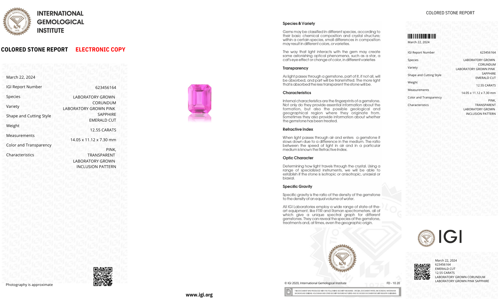 Lab Grown Pink sapphire Emerald Shape 12.55ct | Exquisite Gemstones - Fiona Diamonds - Fiona Diamonds