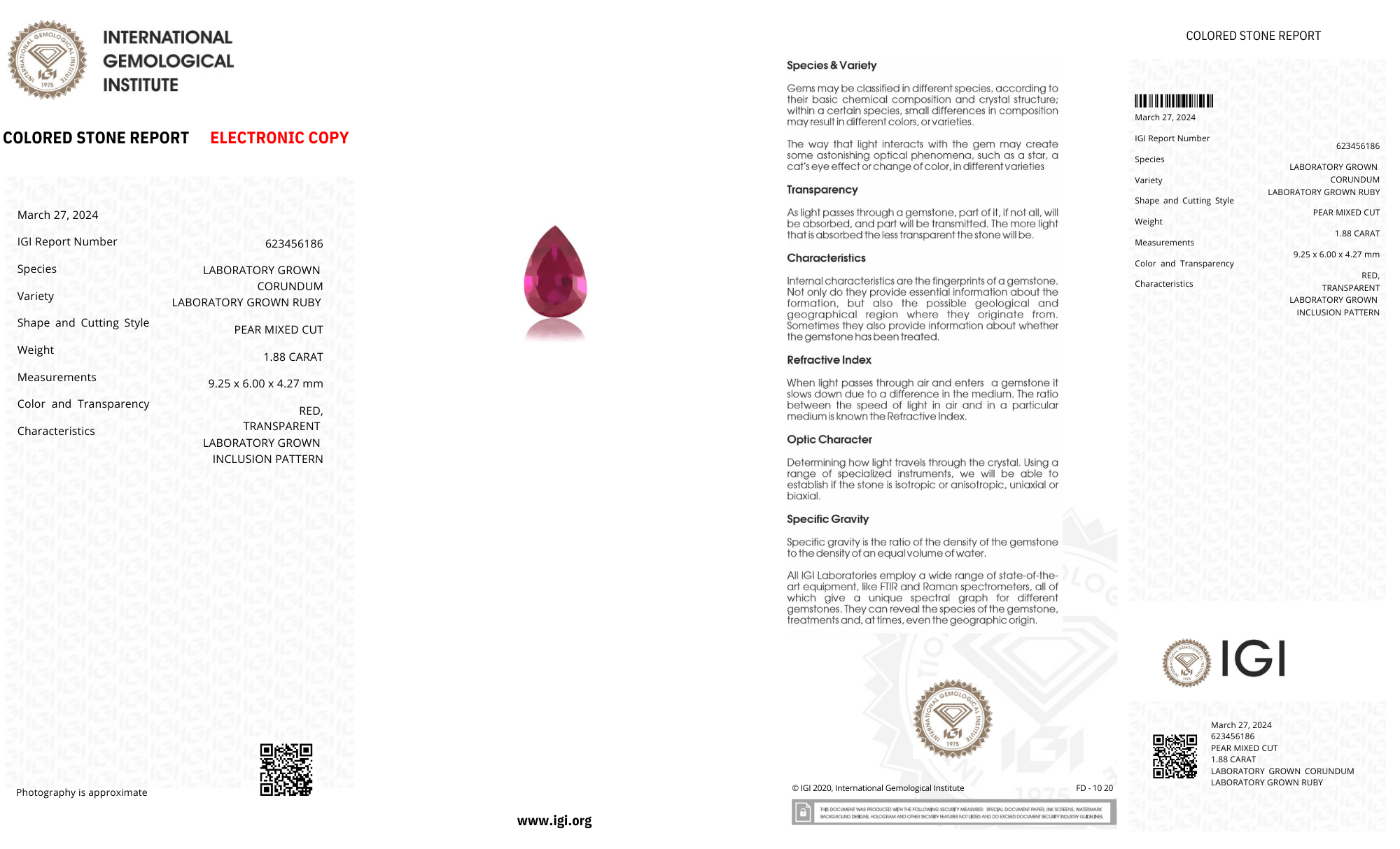 Color Lab Grown ruby pear Shape 1.88ct | Exquisite Gemstones - Fiona Diamonds - Fiona Diamonds