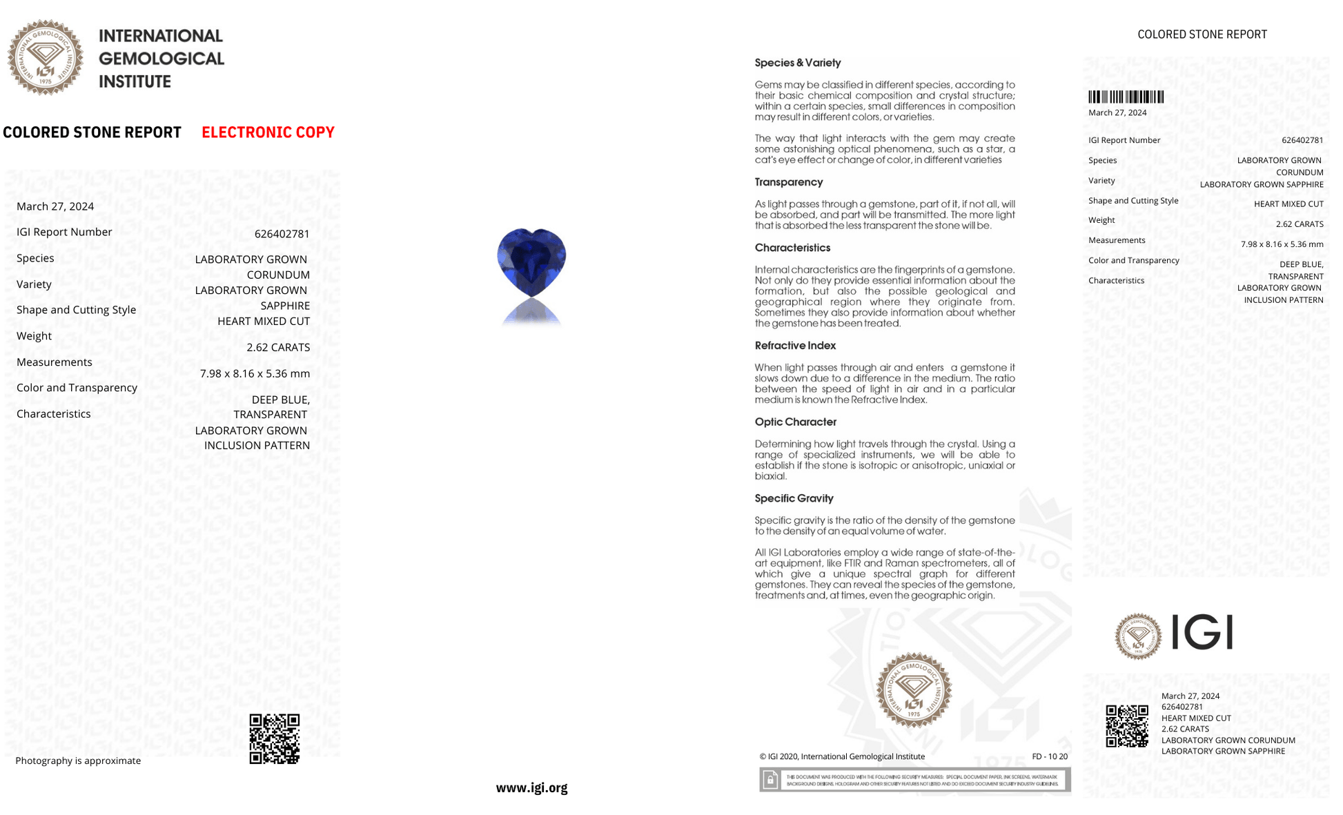 Color Lab Grown deep blue sapphire heart Shape 2.62ct | Exquisite Gemstones - Fiona Diamonds - Fiona Diamonds