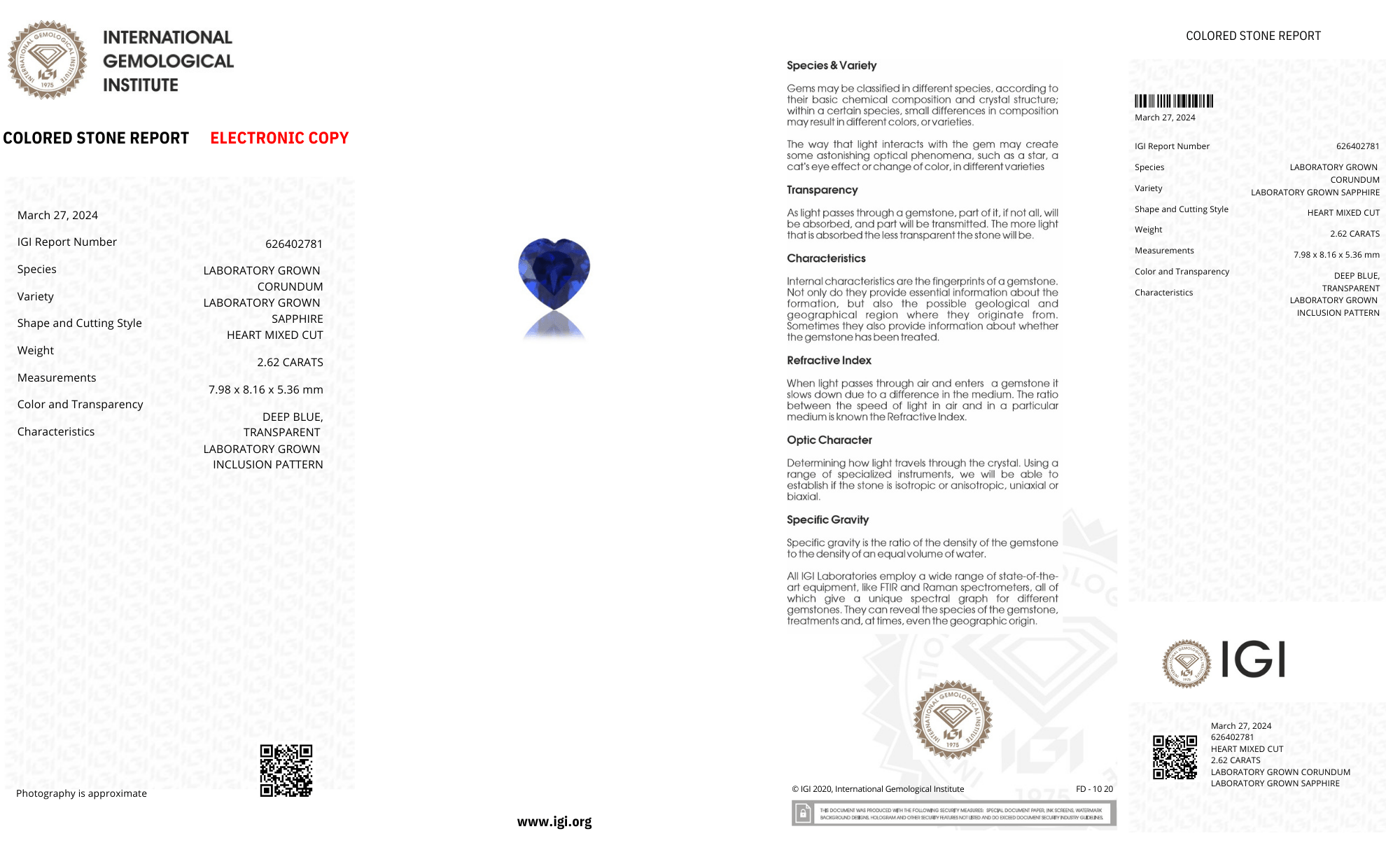 Color Lab Grown deep blue sapphire heart Shape 2.62ct | Exquisite Gemstones - Fiona Diamonds - Fiona Diamonds