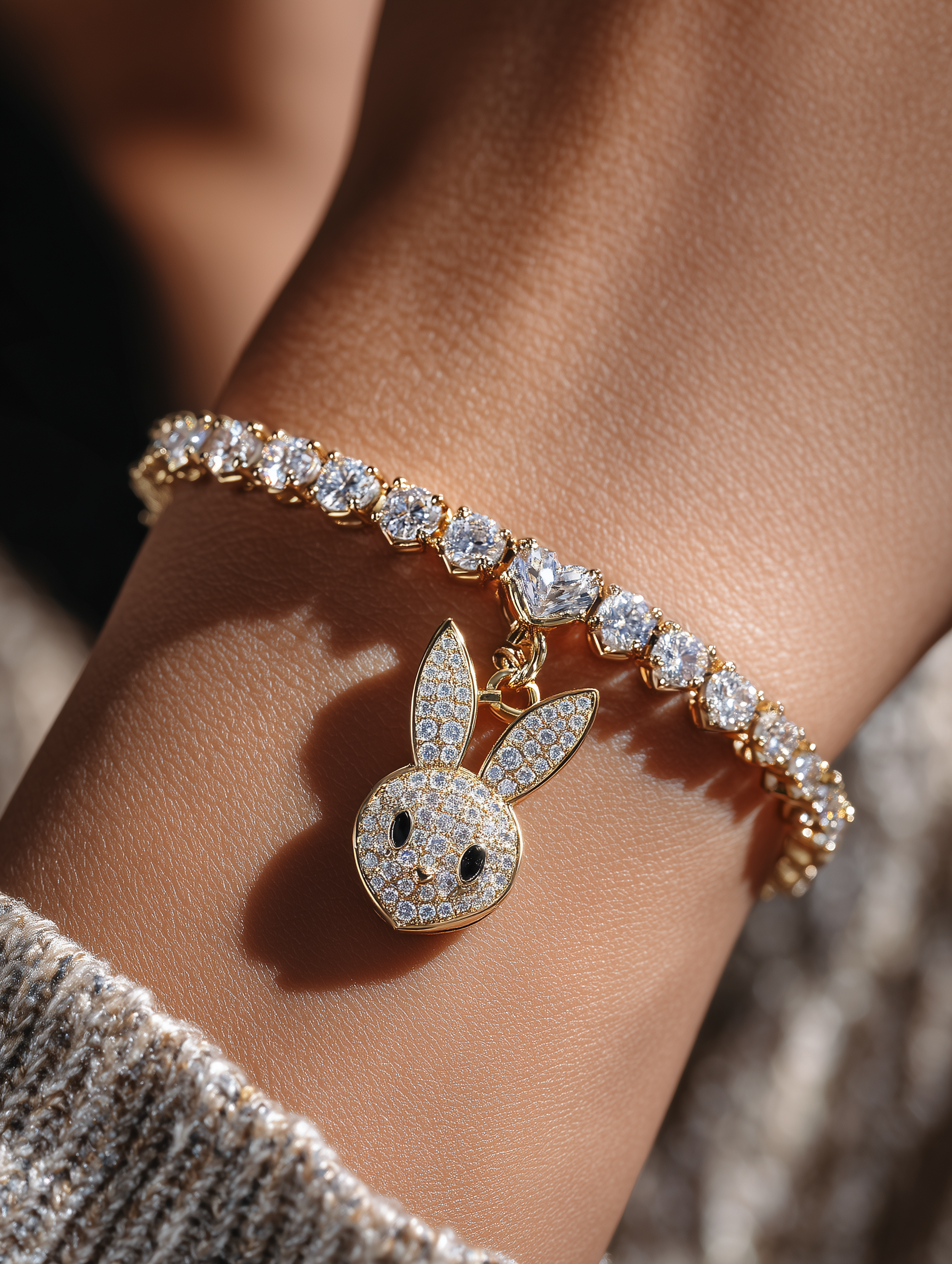 Bunny Lab Diamond Charm Bracelet