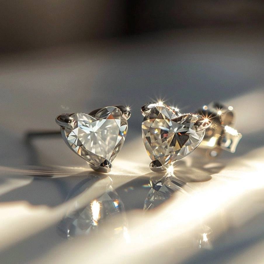 Lumière 1ct Heart Solitaire Lab Diamond Earrings - Fiona Diamonds - Fiona Diamonds