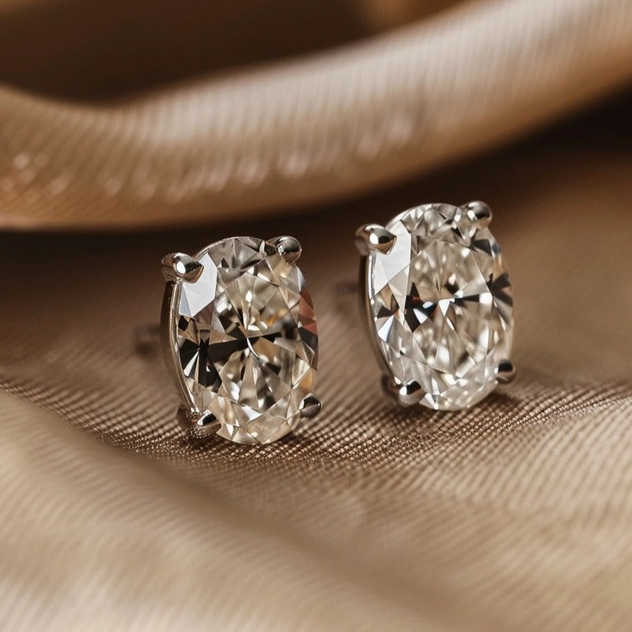 Aurore 0.5ct Oval Solitaire Lab Diamond Earrings - Fiona Diamonds - Fiona Diamonds