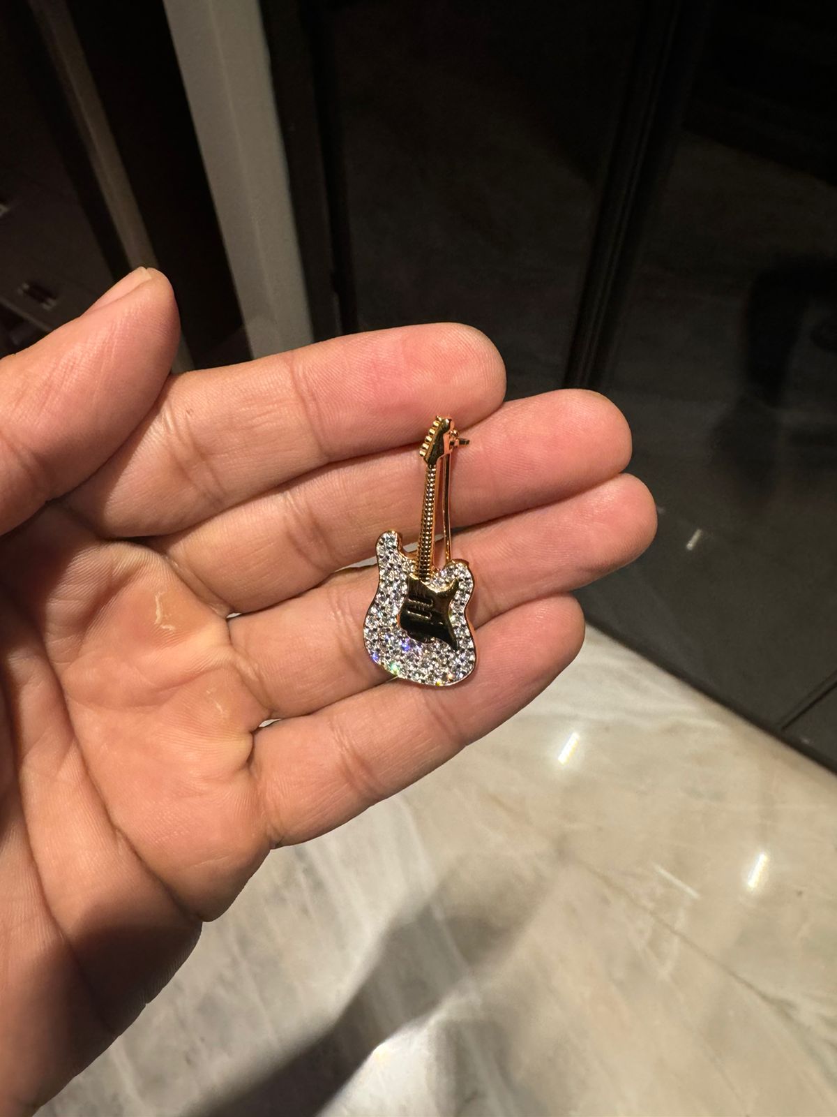 Lab Grown Diamond Guitar Brooch - Fiona Diamonds - Fiona Diamonds