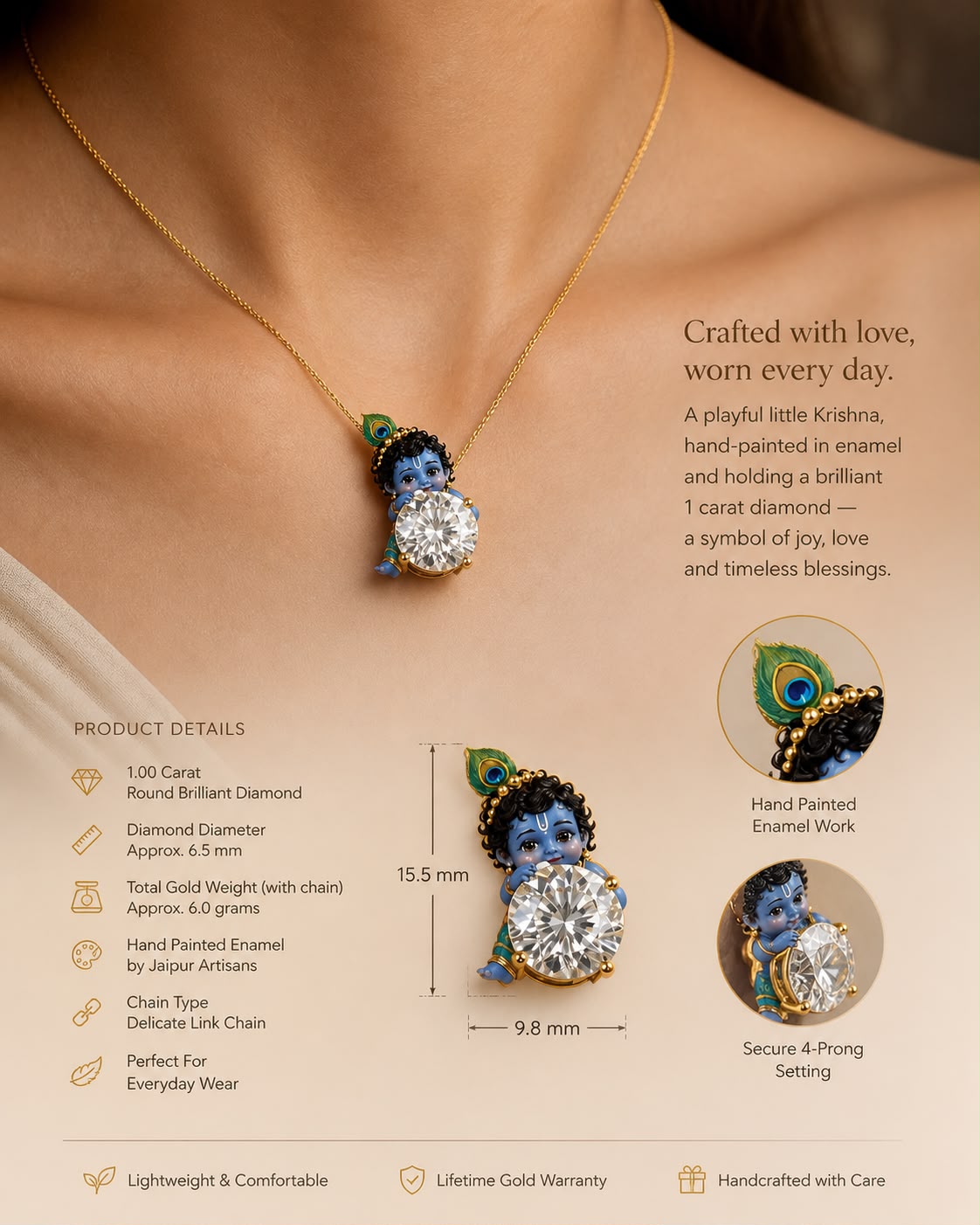 Bal Gopal Lab Diamond Pendant
