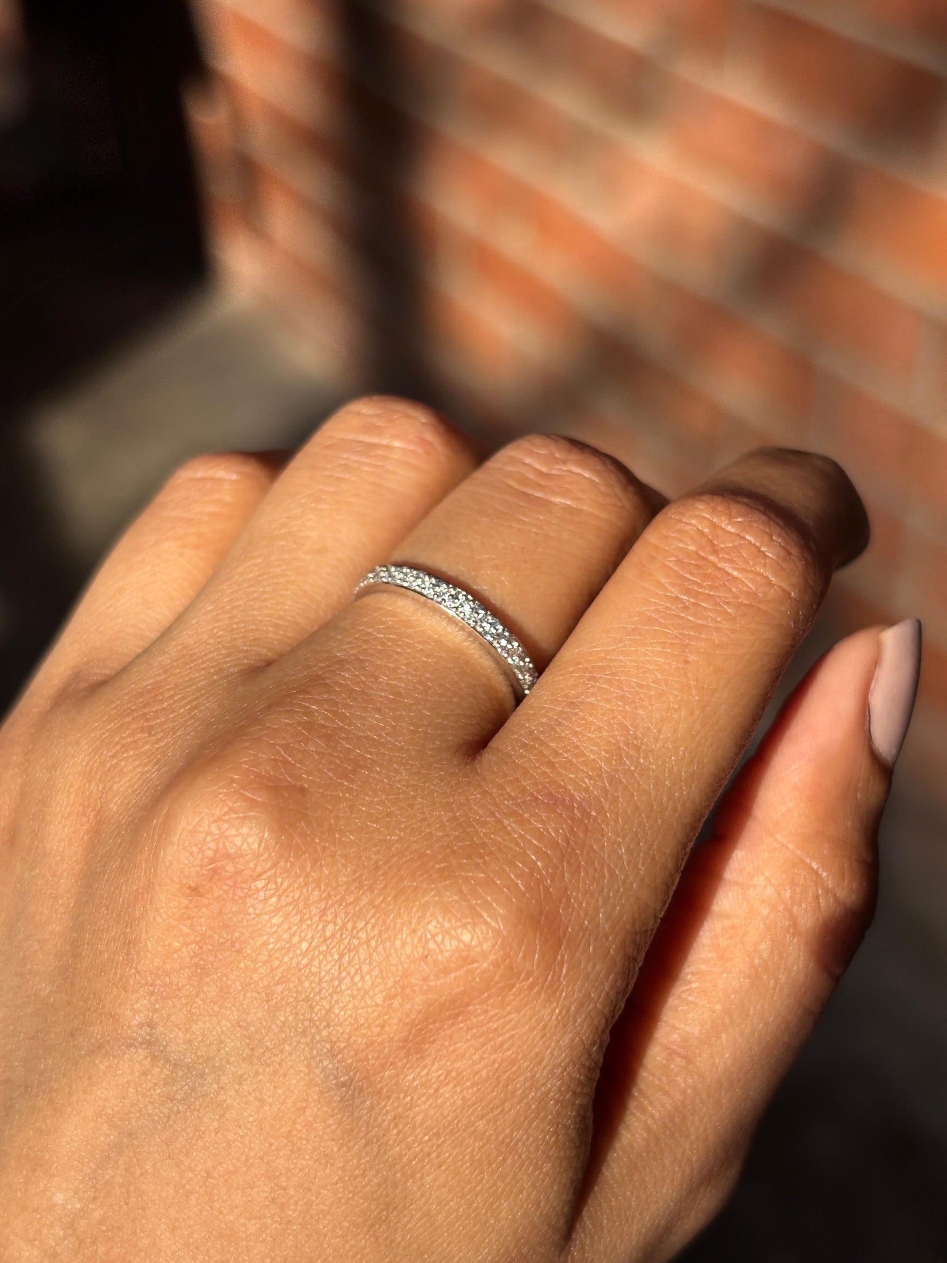 Elegant Leda Round Lab Diamond Eternity Ring in 14K White Gold by Fiona Diamonds